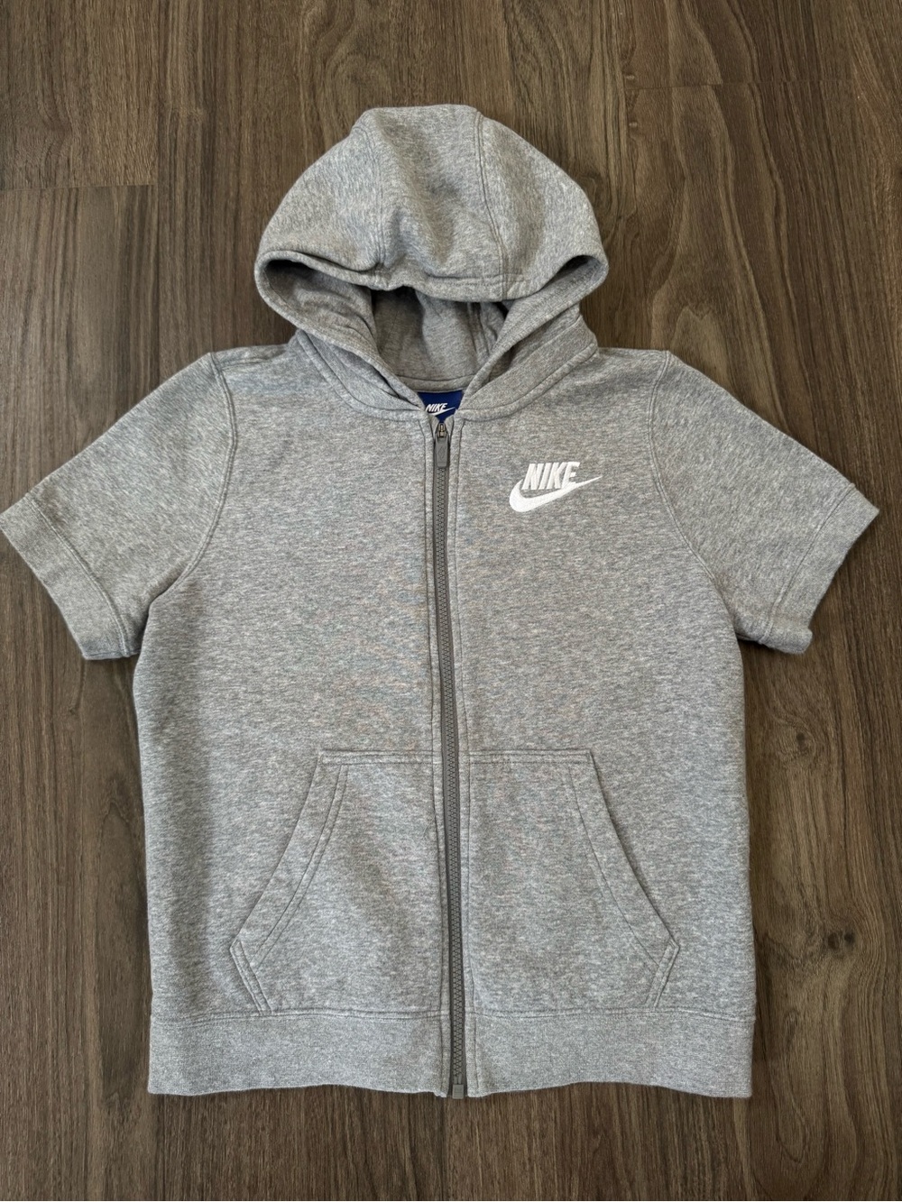 Nike Kids Light Gray Short-Sleeve Zip Hoodie